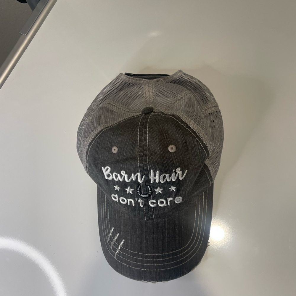 Charcoal Distressed Cap with Embroidered Text - Picture 3 of 5